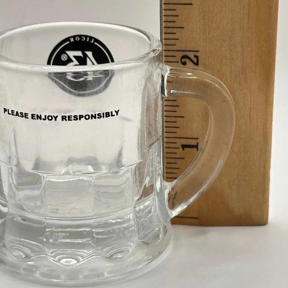Licor 43 Mini Beer Mug Shot Glasses Set of 4 Clear Dimpled Glass Barware Stein